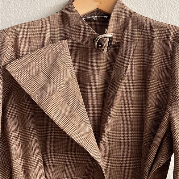 Thierry Mugler Brown/Tan Sculptural Glenplaid Vintage 80’s Dress Size 40 - Picture 7 of 15